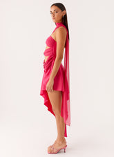 Circa Scarf Midi Dress - Hot Pink